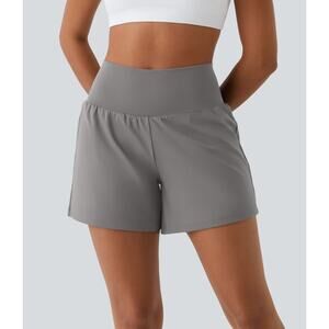 Halara Gray High Waisted Pleated Flowy Shorts Women Athleisure - B007